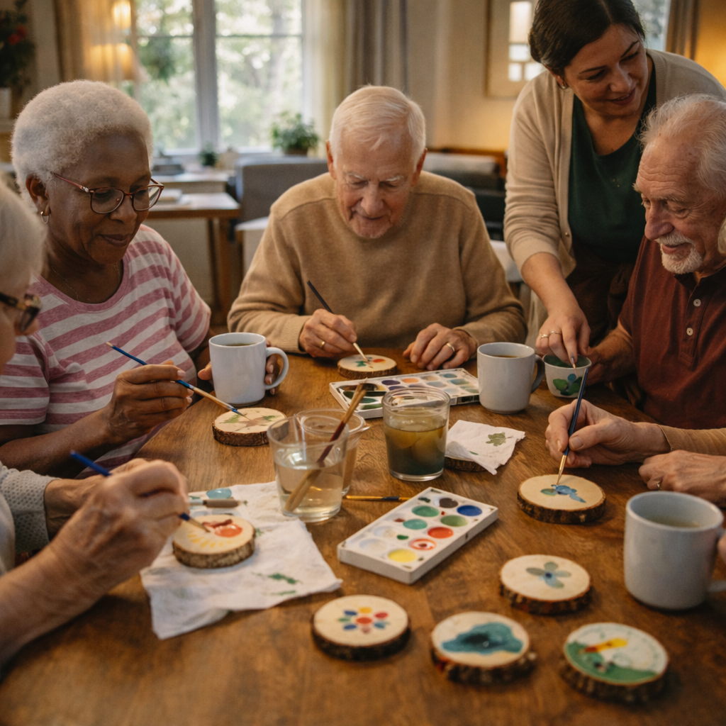 Art Therapy: Why Wood Slice Painting Works So Well for Aged Care Sessions