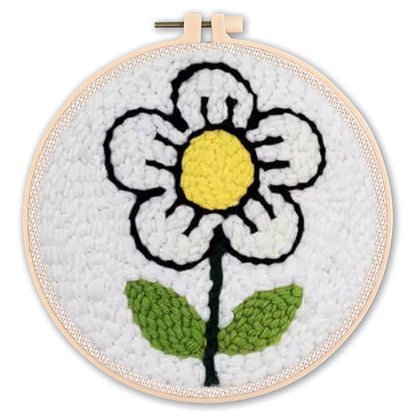 DIY Beginner-Friendly Punch Needle Kit - Round Scenic Landscape Pattern, 20cm Hoop