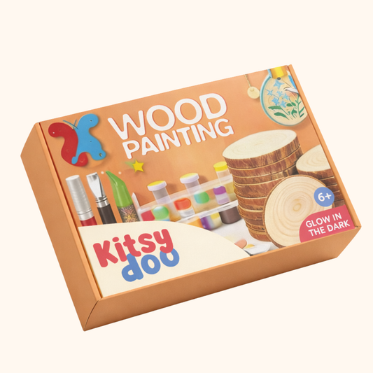 Kitsydoo Wood Slice Painting Kit (128+ Pcs) – Glow Paint, Gems & Hanging Ornaments