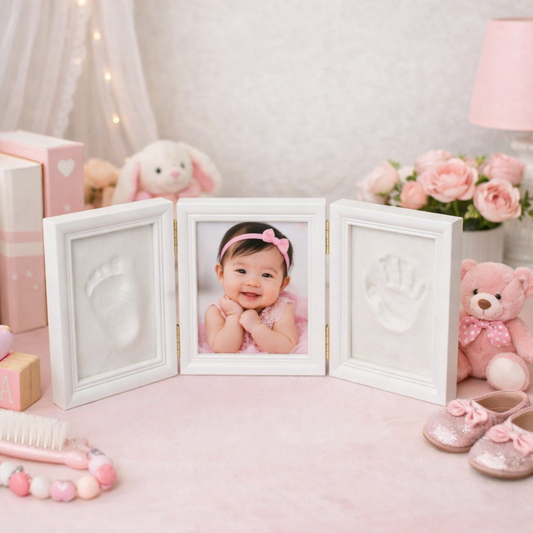 Baby Keepsake Clay Handprint & Footprint Kit + Trifold Photo Frame