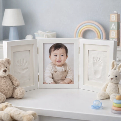 Baby Keepsake Clay Handprint & Footprint Kit + Trifold Photo Frame