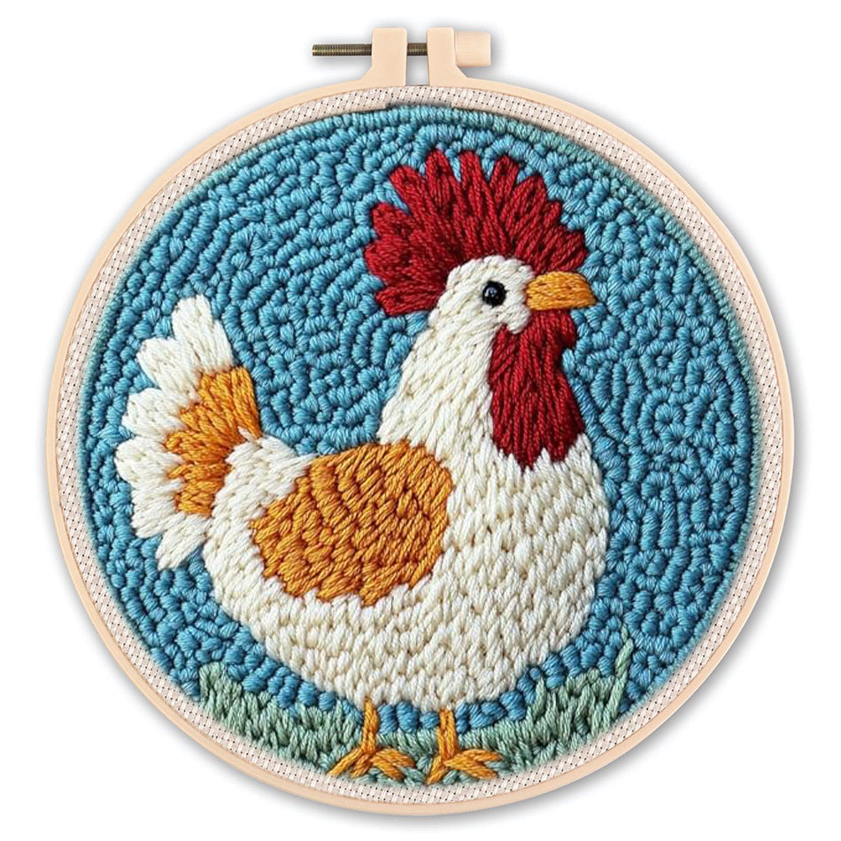 DIY Beginner-Friendly Punch Needle Kit - Round Scenic Landscape Pattern, 20cm Hoop