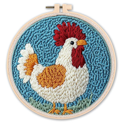 DIY Beginner-Friendly Punch Needle Kit - Round Scenic Landscape Pattern, 20cm Hoop