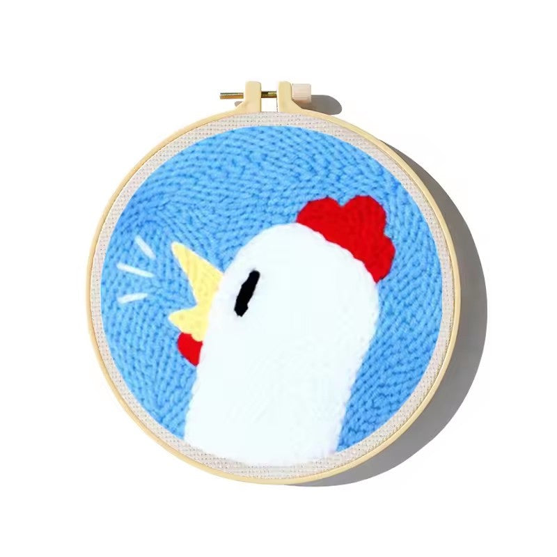 DIY Beginner-Friendly Punch Needle Kit - Round Scenic Landscape Pattern, 20cm Hoop