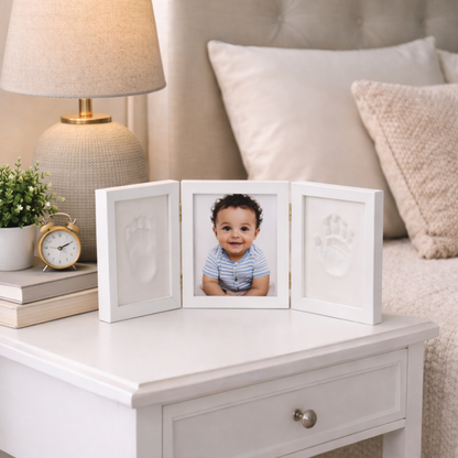 Baby Keepsake Clay Handprint & Footprint Kit + Trifold Photo Frame