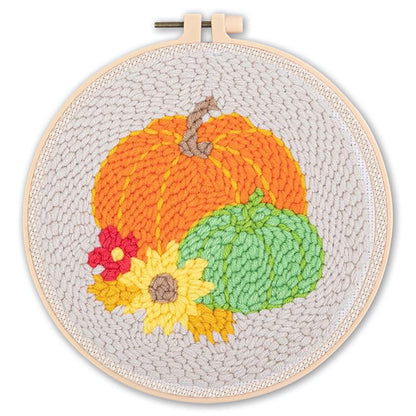 DIY Beginner-Friendly Punch Needle Kit - Round Scenic Landscape Pattern, 20cm Hoop