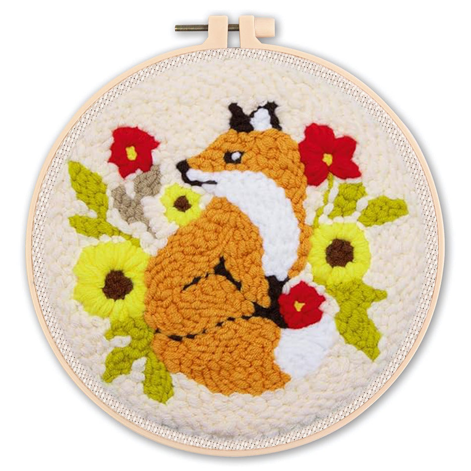 DIY Beginner-Friendly Punch Needle Kit - Round Scenic Landscape Pattern, 20cm Hoop