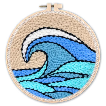 DIY Beginner-Friendly Punch Needle Kit - Round Scenic Landscape Pattern, 20cm Hoop