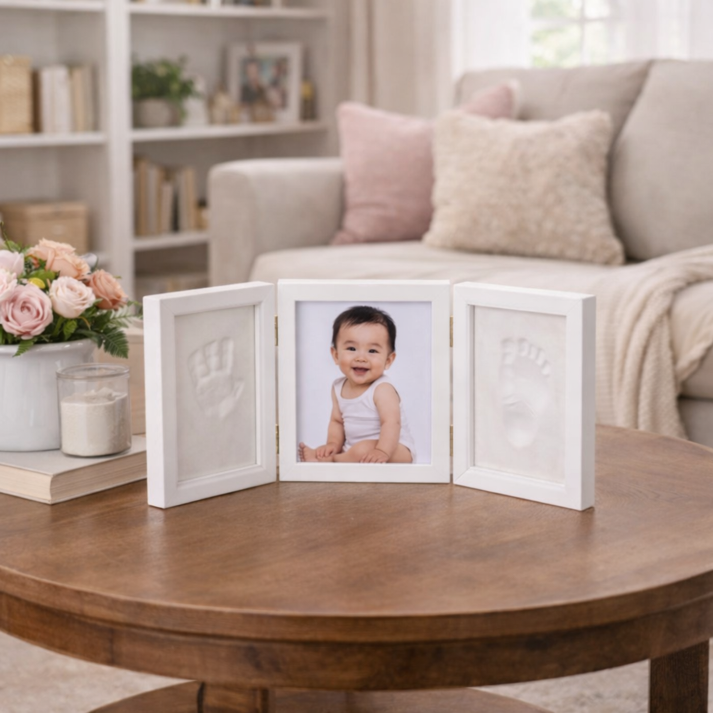 Baby Keepsake Clay Handprint & Footprint Kit + Trifold Photo Frame