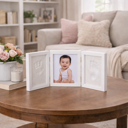 Baby Keepsake Clay Handprint & Footprint Kit + Trifold Photo Frame