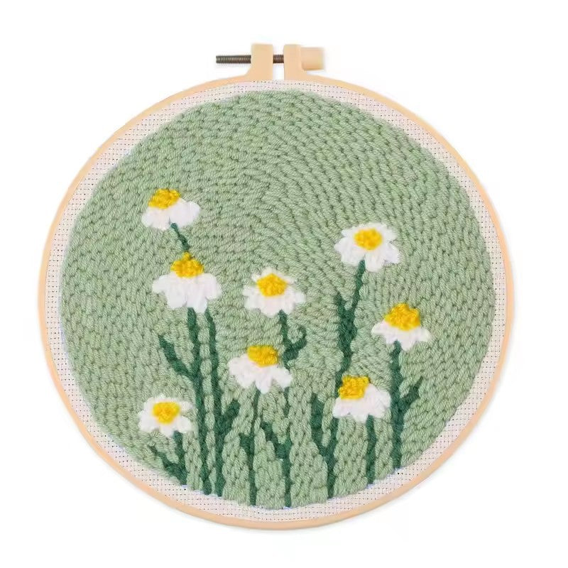 DIY Beginner-Friendly Punch Needle Kit - Round Scenic Landscape Pattern, 20cm Hoop