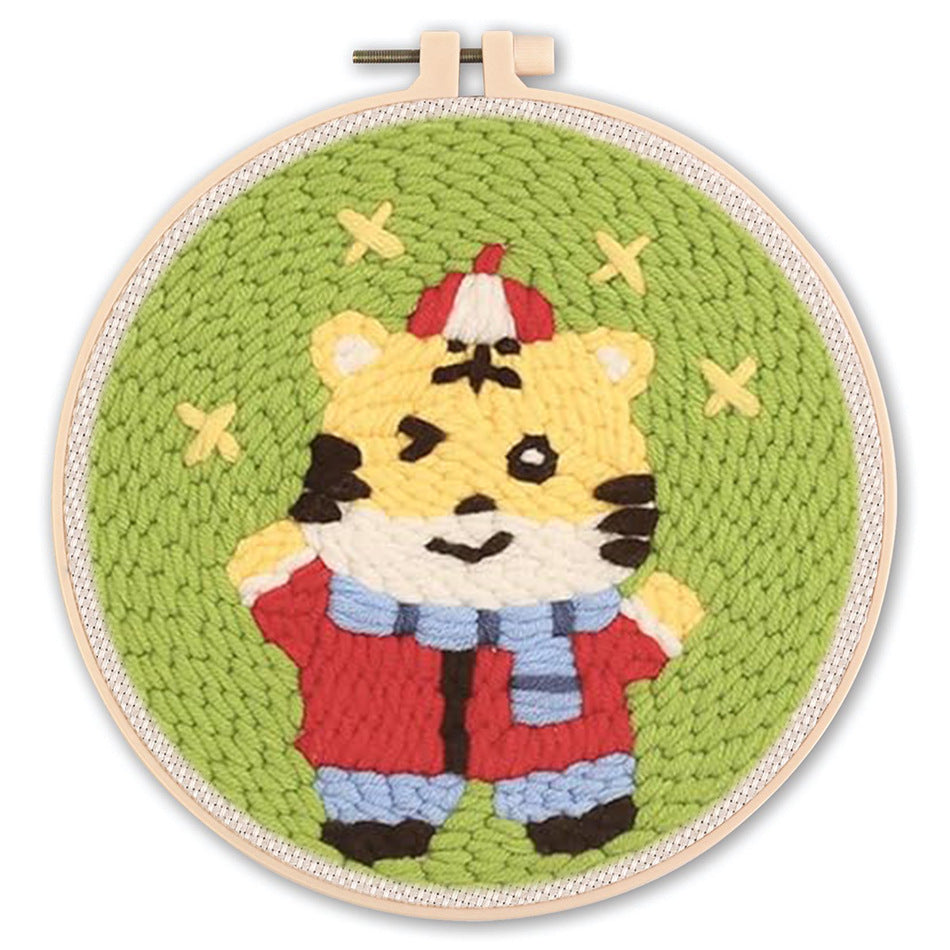 DIY Beginner-Friendly Punch Needle Kit - Round Scenic Landscape Pattern, 20cm Hoop