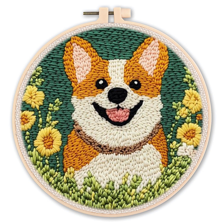 DIY Beginner-Friendly Punch Needle Kit - Round Scenic Landscape Pattern, 20cm Hoop