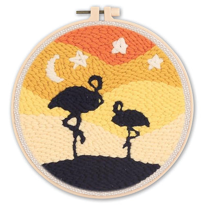 DIY Beginner-Friendly Punch Needle Kit - Round Scenic Landscape Pattern, 20cm Hoop