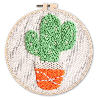 DIY Beginner-Friendly Punch Needle Kit - Round Scenic Landscape Pattern, 20cm Hoop