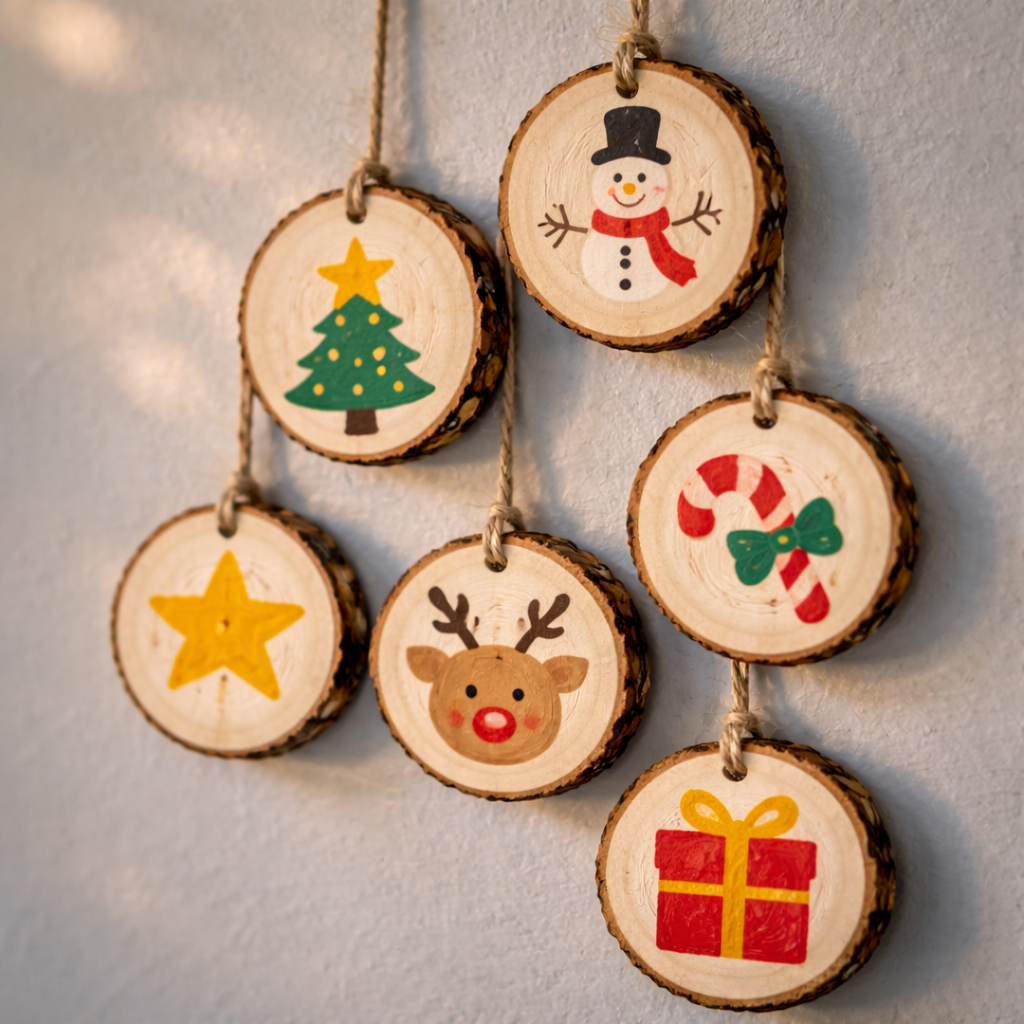 Kitsydoo Wood Slice Painting Kit (128+ Pcs) – Glow Paint, Gems & Hanging Ornaments