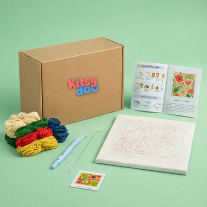 Beginner Cozy Punch Needle Embroidery Starter Kit - 50 Pre-Printed Pattern (25x25cm)