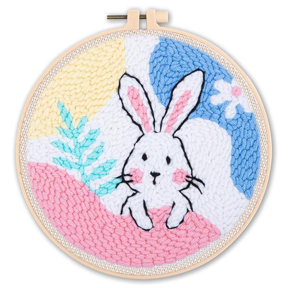 DIY Beginner-Friendly Punch Needle Kit - Round Scenic Landscape Pattern, 20cm Hoop