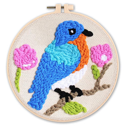 DIY Beginner-Friendly Punch Needle Kit - Round Scenic Landscape Pattern, 20cm Hoop