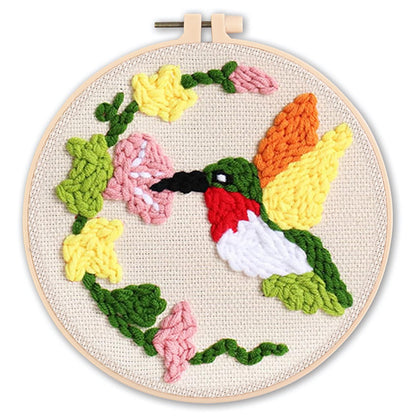 DIY Beginner-Friendly Punch Needle Kit - Round Scenic Landscape Pattern, 20cm Hoop