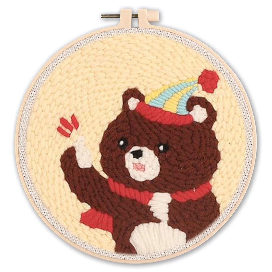 DIY Beginner-Friendly Punch Needle Kit - Round Scenic Landscape Pattern, 20cm Hoop