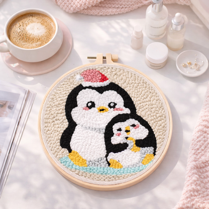 DIY Beginner-Friendly Punch Needle Kit - Round Scenic Landscape Pattern, 20cm Hoop