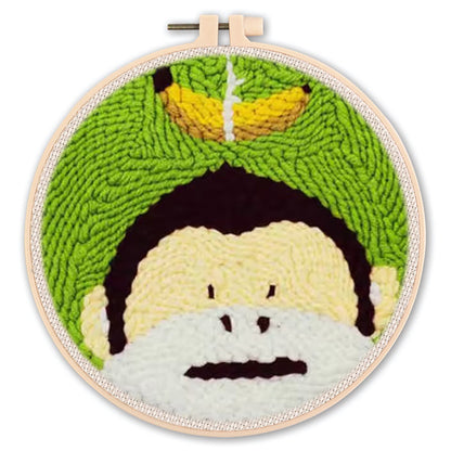 DIY Beginner-Friendly Punch Needle Kit - Round Scenic Landscape Pattern, 20cm Hoop