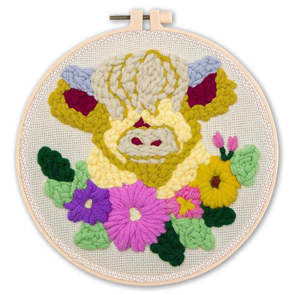 DIY Beginner-Friendly Punch Needle Kit - Round Scenic Landscape Pattern, 20cm Hoop