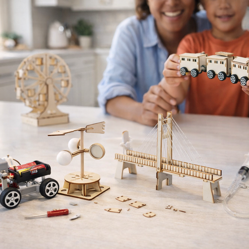 Educational STEM Learning Kit for Kids - 90+ Science & Engineering Projects, Wooden DIY Model Set